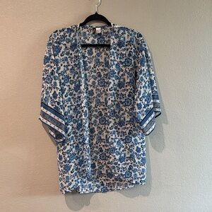 H&M Blue Floral Kimono Jacket
